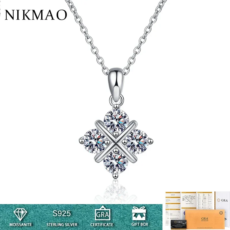 

1.2ct Moissanite Diamond Pendant Necklace for Women Wedding Party Jewelry 925 Sterling Sliver O Chain Necklaces Birthday Gifts