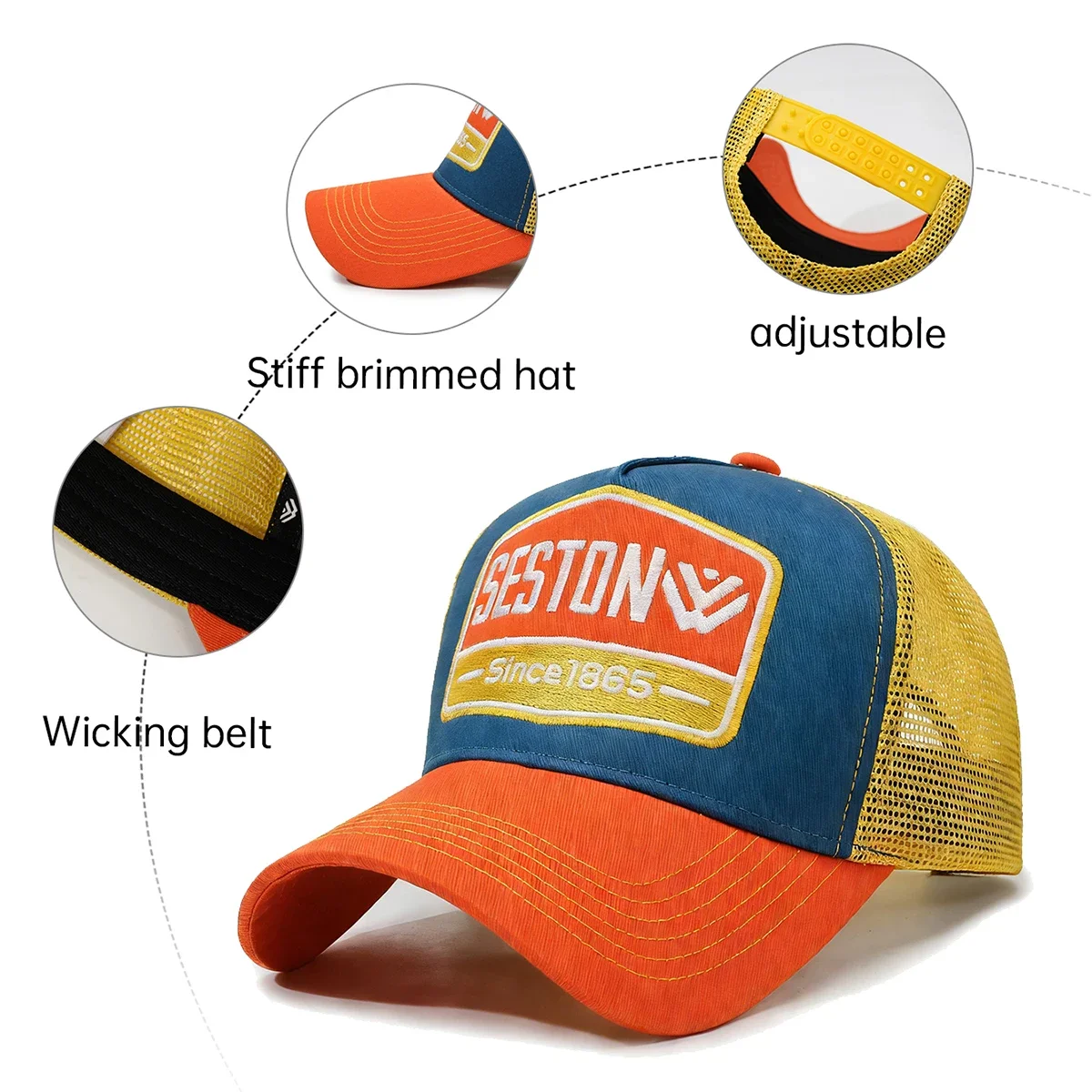 Markenhüte für Herren, geeignet für Frühling und Sommer, Baseballkappen für große Kopfgrößen, lassen Sie jünger aussehen, Sonnenschutzkappen – Detail 7