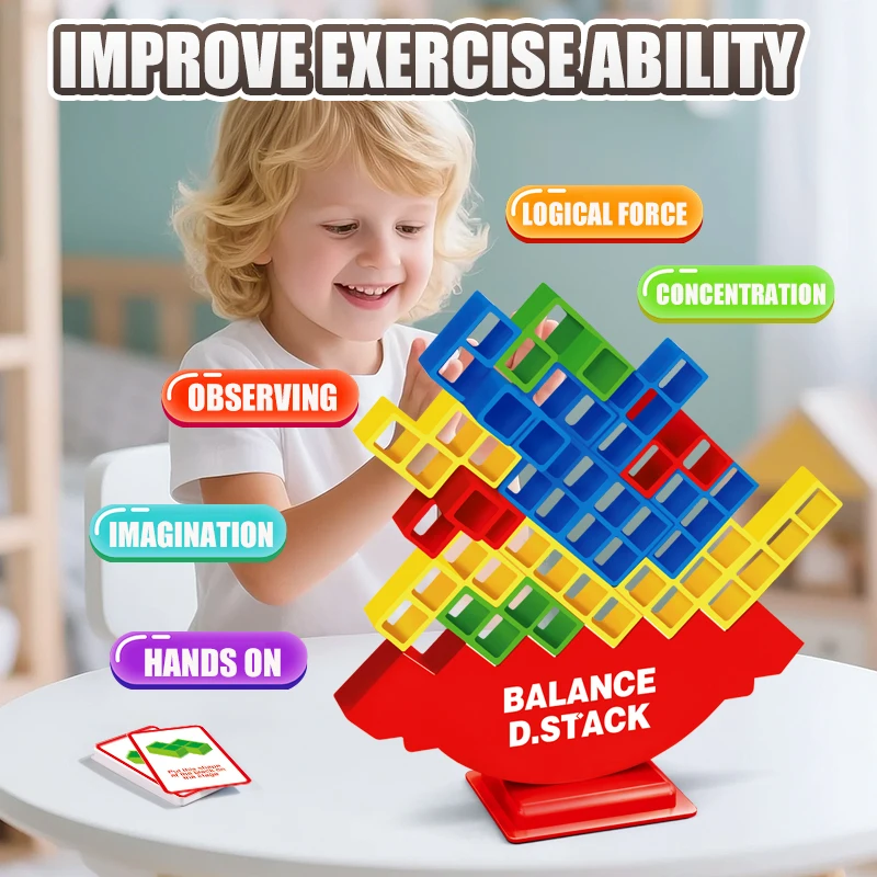 Fun Balance Stacking Blocks Board Game for Kids Adults Friends Team Dorm Family Game Night and Party Christmas, Halloween Gifts