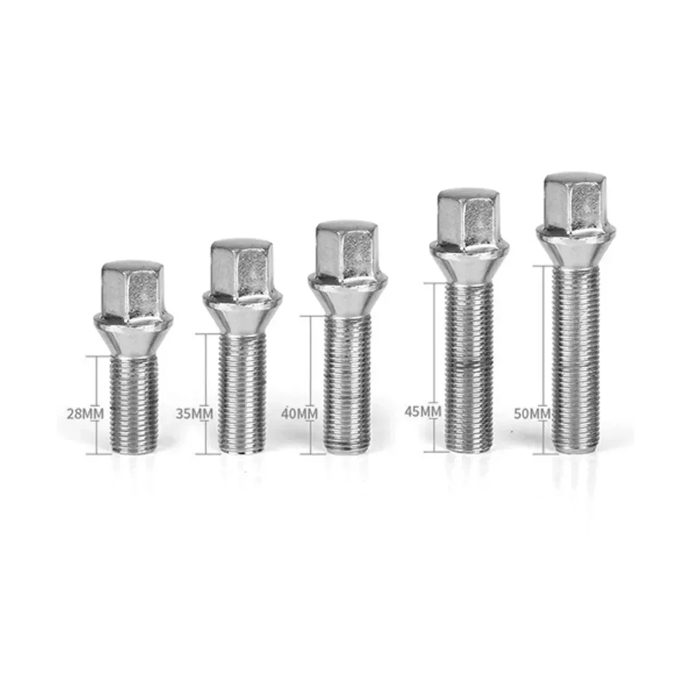 17mm Hex Cone Seat Wheel Lug Bolt  Shank Length 28mm/35mm/40mm/45mm  M14x1.5，M14x1.25  Wheel Bolts Sliver