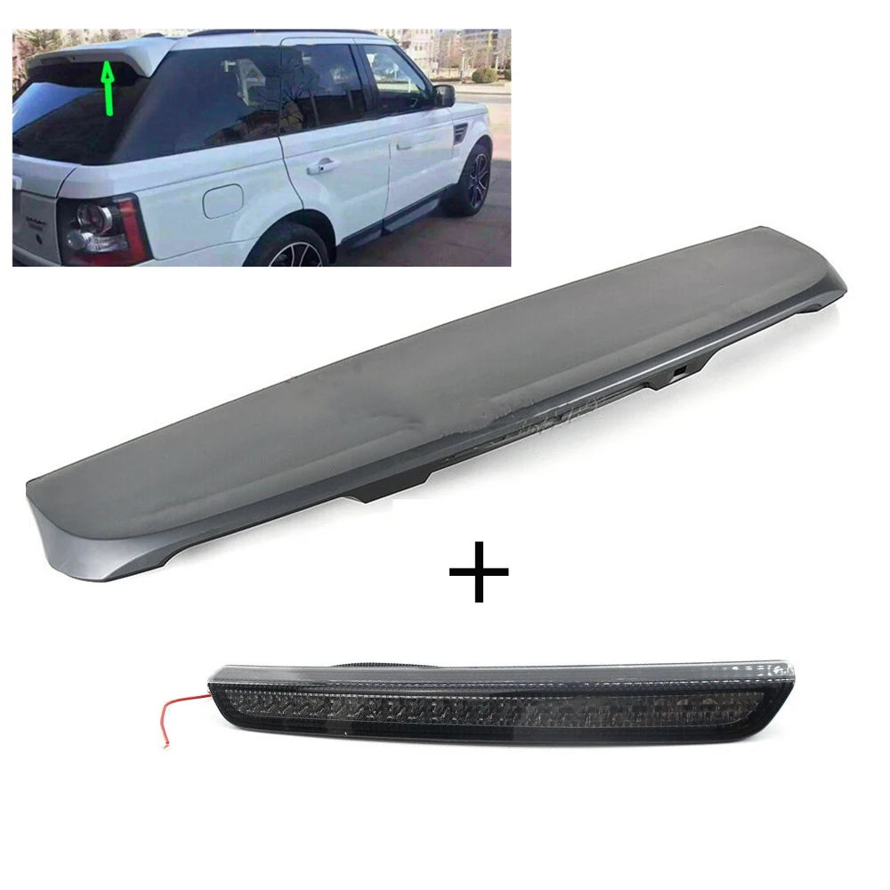 For Land Rover Range Rover Sport 2010-2013 Unpainted Tail Splitter Rear Trunk Spoiler Window Wing Lip+Tail Light LED Brake Lamp