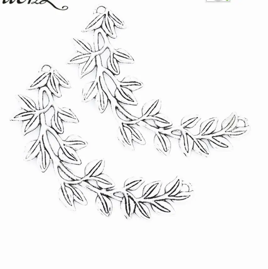 

50pcs/Lots 84*29mm Antique Silver Plated Leaves Tree Charms Branches Plant Pendants For Diy Creation Jewelry Making F0773