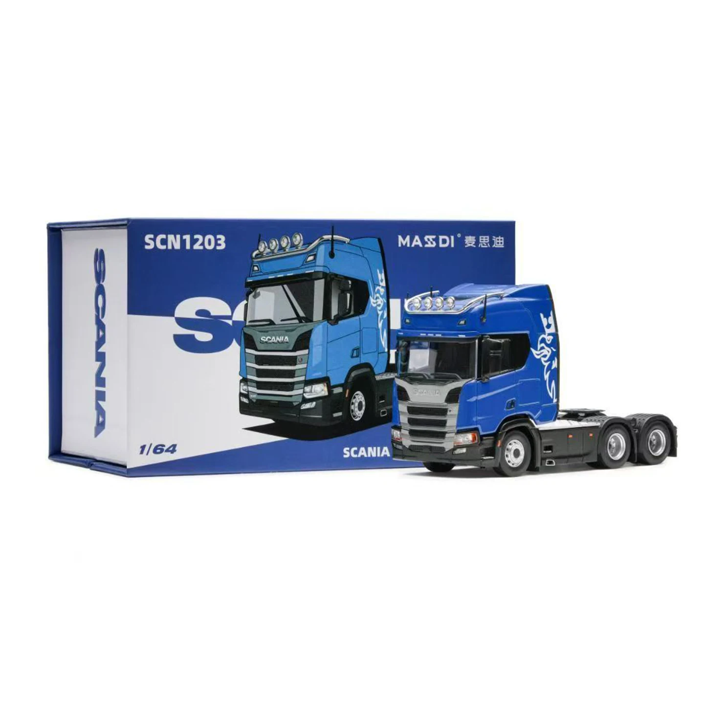 MASDI 1/64 SCANIA R650と8軸重機運搬トレーラー MASSDI 1/64 Scania R650 Trailer Head Trailer Eight-and-a-half-axle