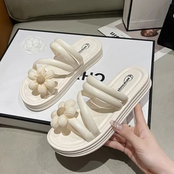 New Roman Flower Women'S Sandals Elegant Summer Cloud Slipper Fanshion Designer 2024 Trend Flat Shoes For Women