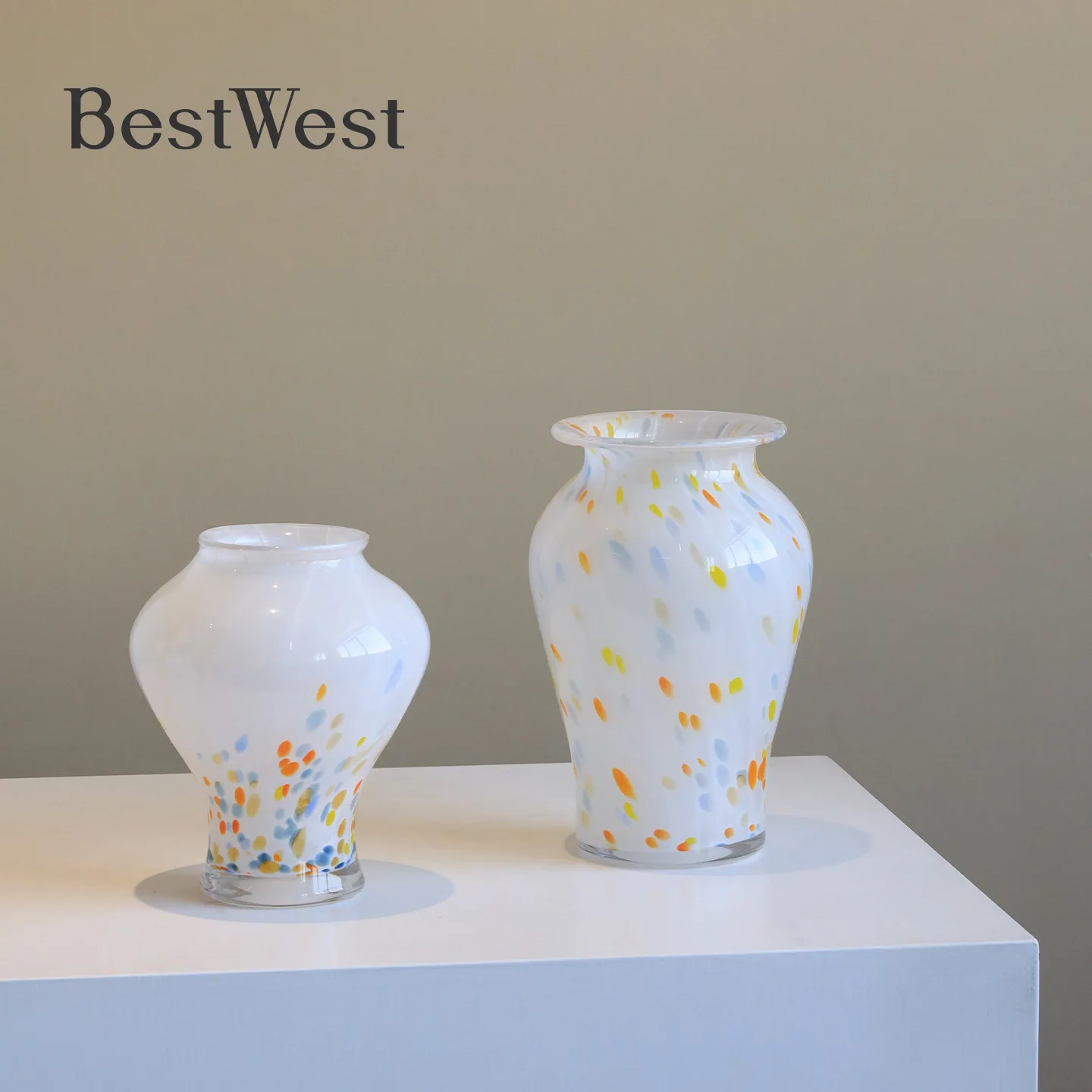 Vase High Sense Light Luxury Table Flower Arrangement Hydroponics Tabletop Ornaments Colored Glass Vase