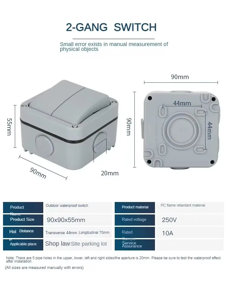 IP66 16A prises murales extérieures étanches ue français KR Dua prises avec interrupteur USB type-c 