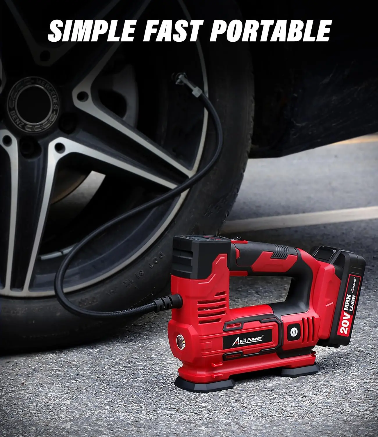 Portable Cordless Tire Inflator with Digital Gauge, 150PSI for Cars and Inflatables