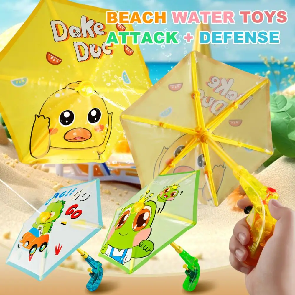 

Water Shooter Toy with Umbrella Defense Nozzle Piston Water Release Frog Duck Dinosaur Pattern Outdoor Entertainment Kids Toy