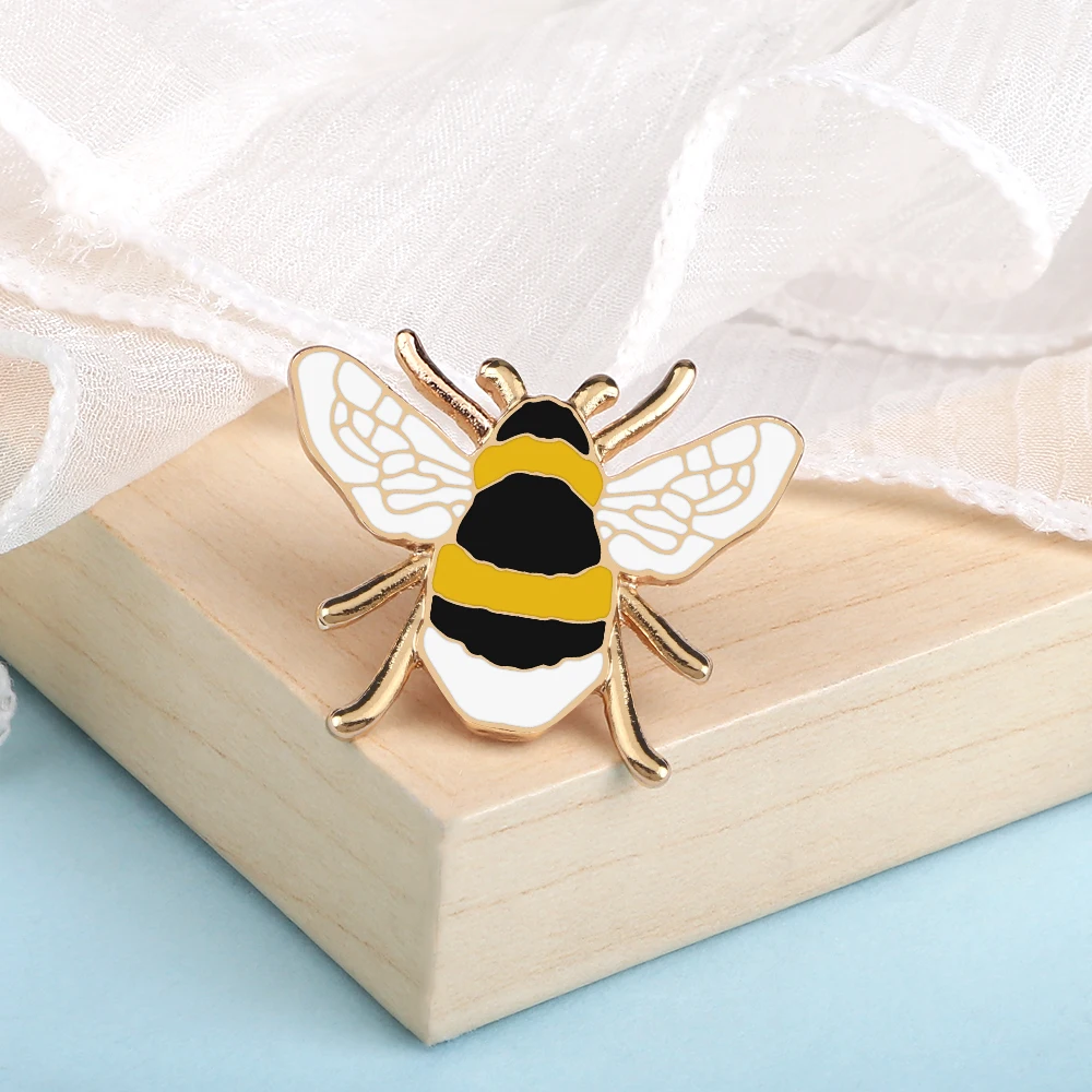Cartoon Design Insect Brooch Cute Little Bee Metal Lapel Pins Girls Kids Enamel Pin Shirt Backpack Custom Badge Accessories Gift image 2