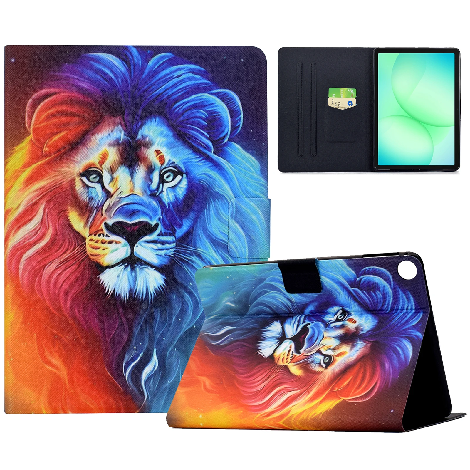 

For Samsung Galaxy Tab A11+ / A9+ Case Colorful Pattern Painting Card Slots Stand Leather Tablet Cover with Auto Sleep / Wak