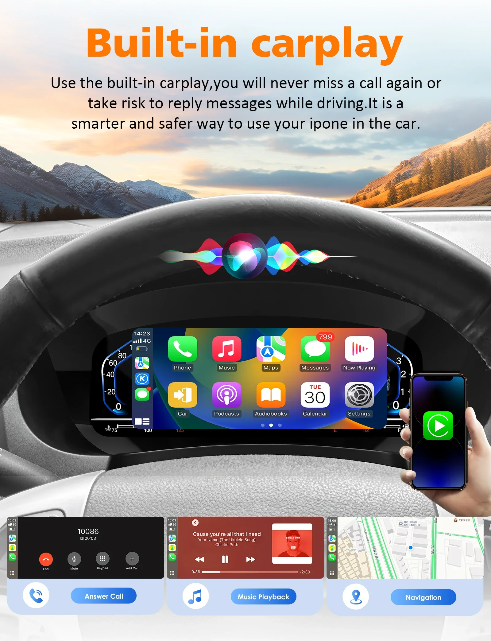 12.3“ Car Dashboard HD Screen For Ford Explorer 2016-2019 (5.5 Gen) Digital Cluster Cockpit Android Auto CarPlay Cruise Control