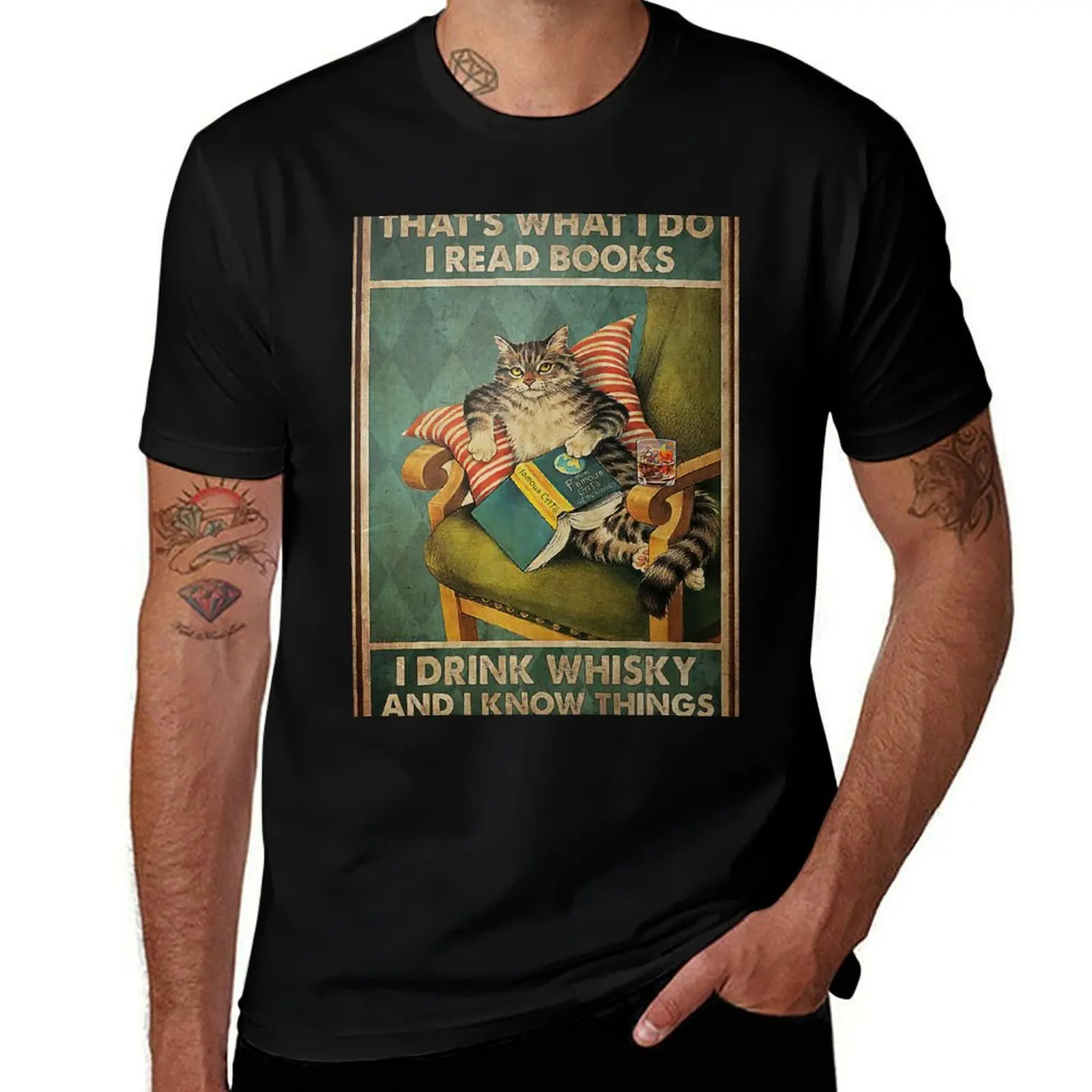 

Cat That’S What I Do I Read Books I Drink Whisky And Know Things Poster T-Shirt custom shirt oversized workout shirts for men