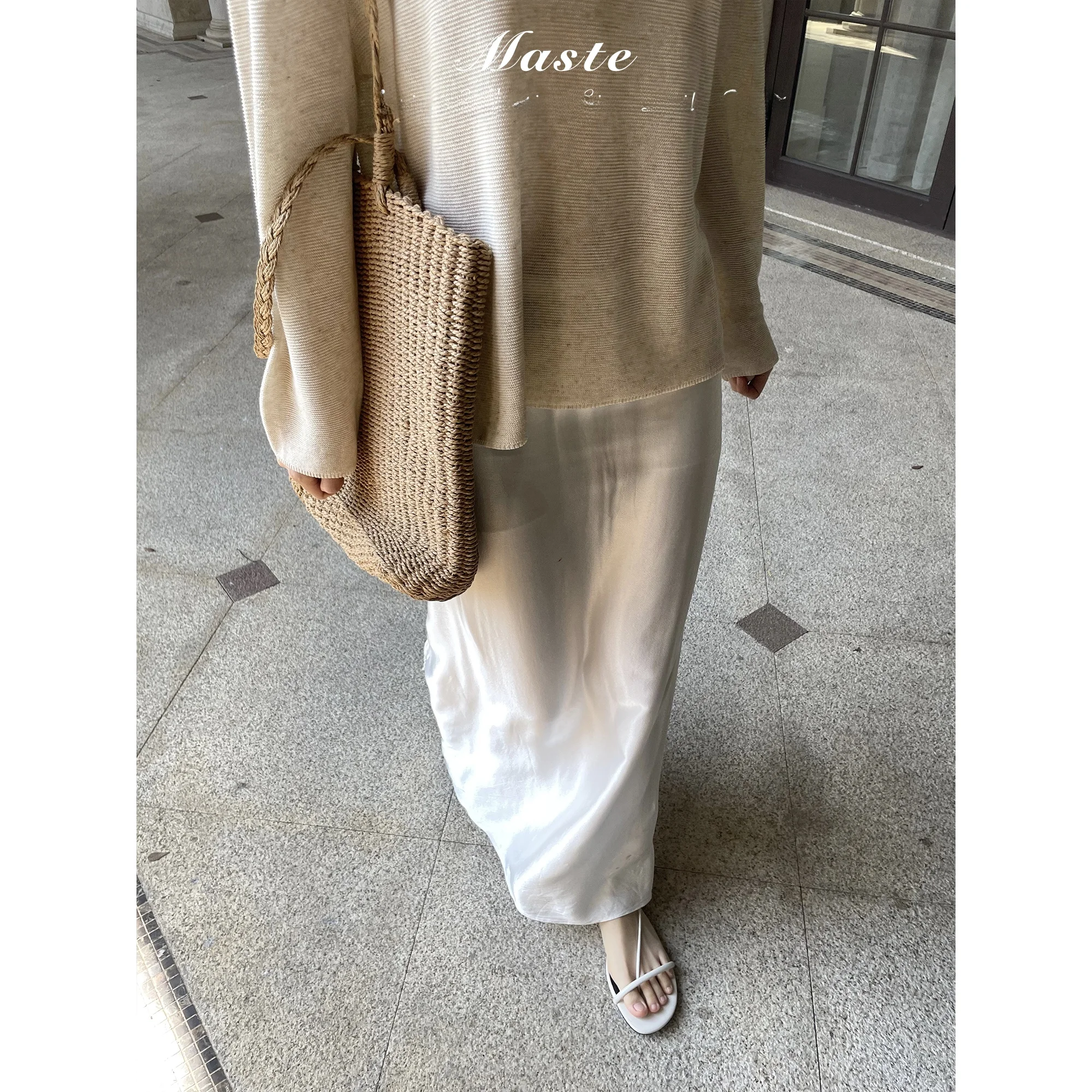 Maste Lichtgewicht Satijnen Rok met Parelglans Nieuwe Attitude Dames Premium Mode Mid-Length Rok