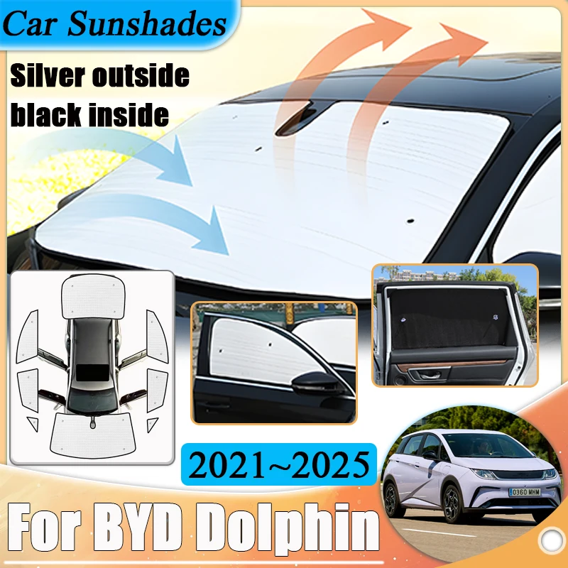 

Анти-УФ-защитные козырьки на лобовое стекло автомобиля для BYD Dolphin, аксессуары 2021 2022 2023 2024, 2025, солнцезащитные козырьки на все окна, солнцезащитные козырьки