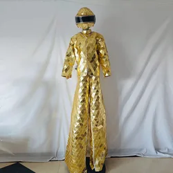 Halloween Gold Mirror Silver Costume Stilts Walker led Robot suit Costume DJ party Performance Show Dance Party Carnival Party