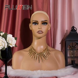 Female Wig Head Mannequin Light Brown Skin Realistic Make Up Mannequin Head Wig Stand 1.8Kg/Pcs Foam Fill Dummy Head For Wigs