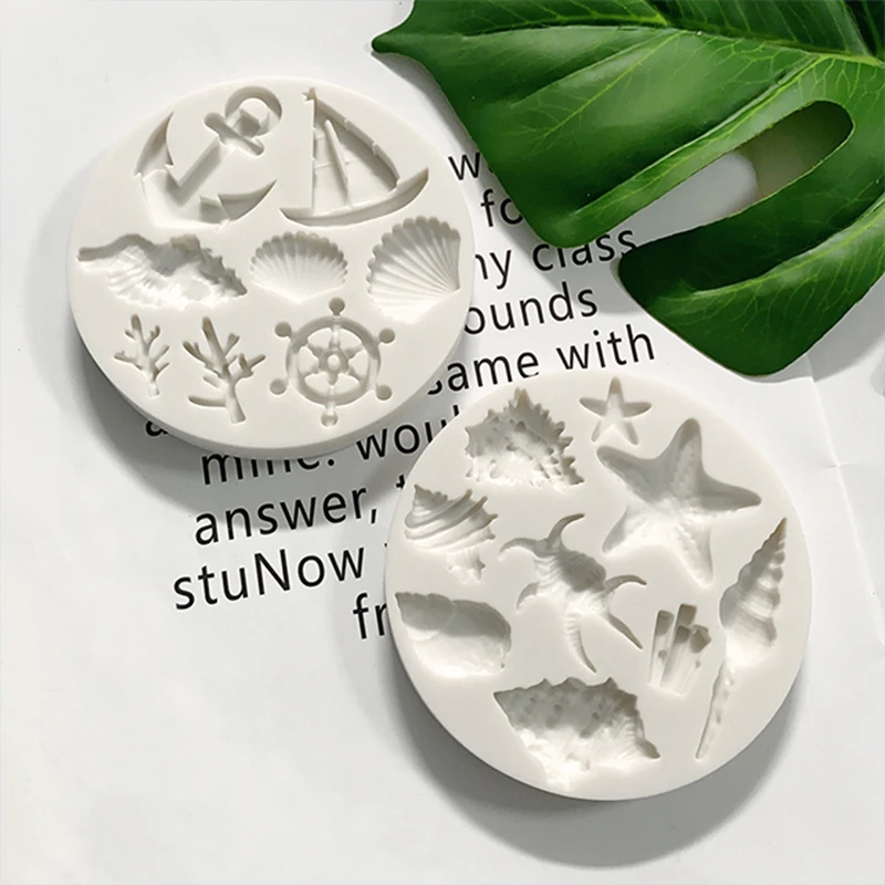 Marine series shell silicone mold conch starfish silicone mold pirate scallop silicone mold baking cake decoration mold.