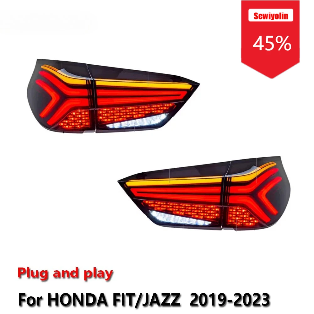 

Sewiyolin Car LED Tail Light Assemblies For HONDA FIT / JAZZ GR9 2019-2023 Auto Fog DRL Brake Turn Signal Lamp Plug and Play