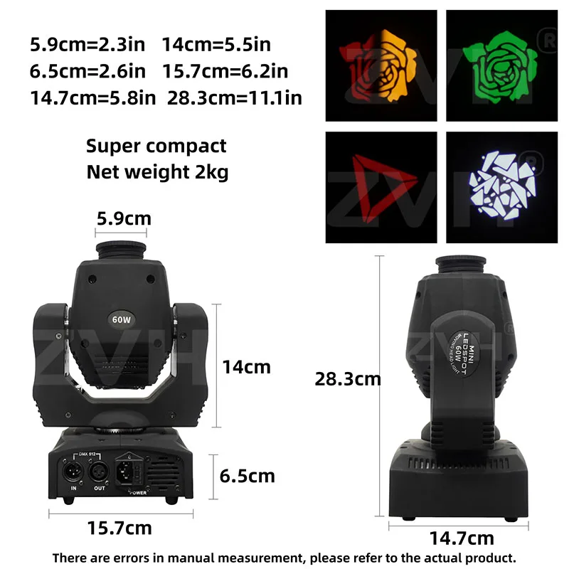 Hot Sell 60W LED Spot Moving Head Light 23CH Gobo/Pattern Rotation DMX Controll DJ Disco Party Bar RGBW Stage Lighting