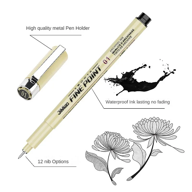 Imagem -02 - Kawaii Manga Pintados à Mão Desenho Marcadores Micro Pen Gancho Line Pen Fastdry Esboço à Prova Dágua Art Sketch Suprimentos 12 Pcs Pcs Pcs