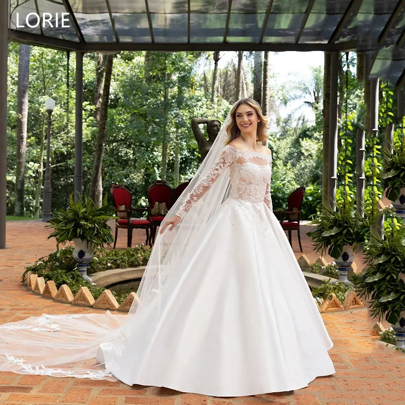 

LORIE Tulle Lace Wedding Dress Back Button Bride Prom Dresses Exquisite A-Line Floor-Length Bridal Gown 2025 Customized