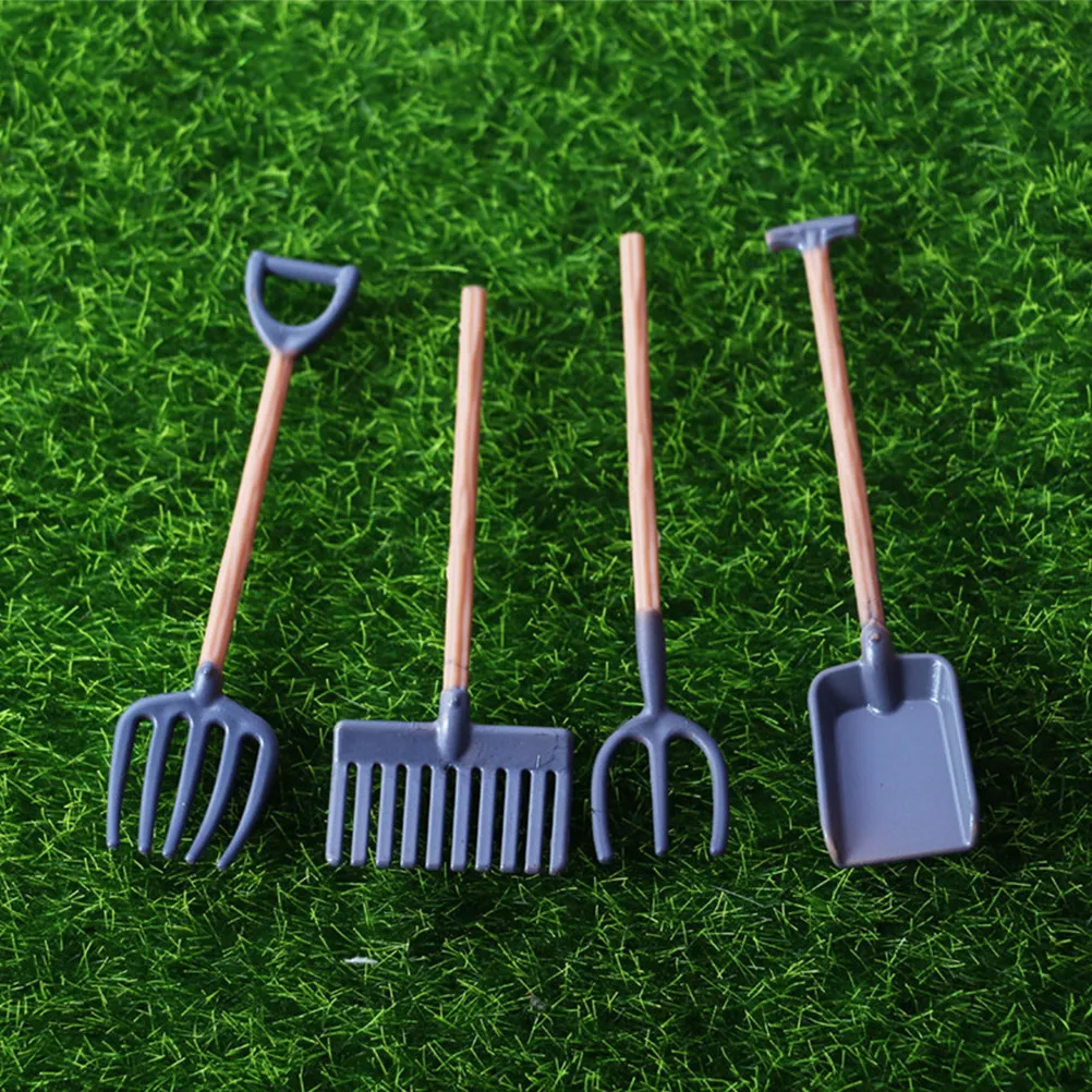 4Pcs Style Mini Gardening Tools Set for Mini House Decoration Fairy Garden Craft Projects Rustic Home Accents