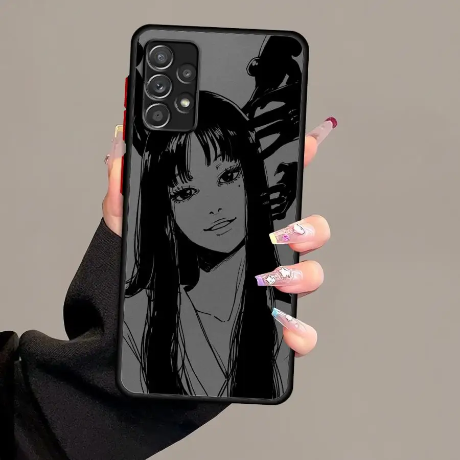 Funny Junji Ito Horror Back Phone Cover Case for Samsung Galaxy A15 A14 A70 Note 20 Ultra 10+ A50 A16 A17 A12 A30 A13
