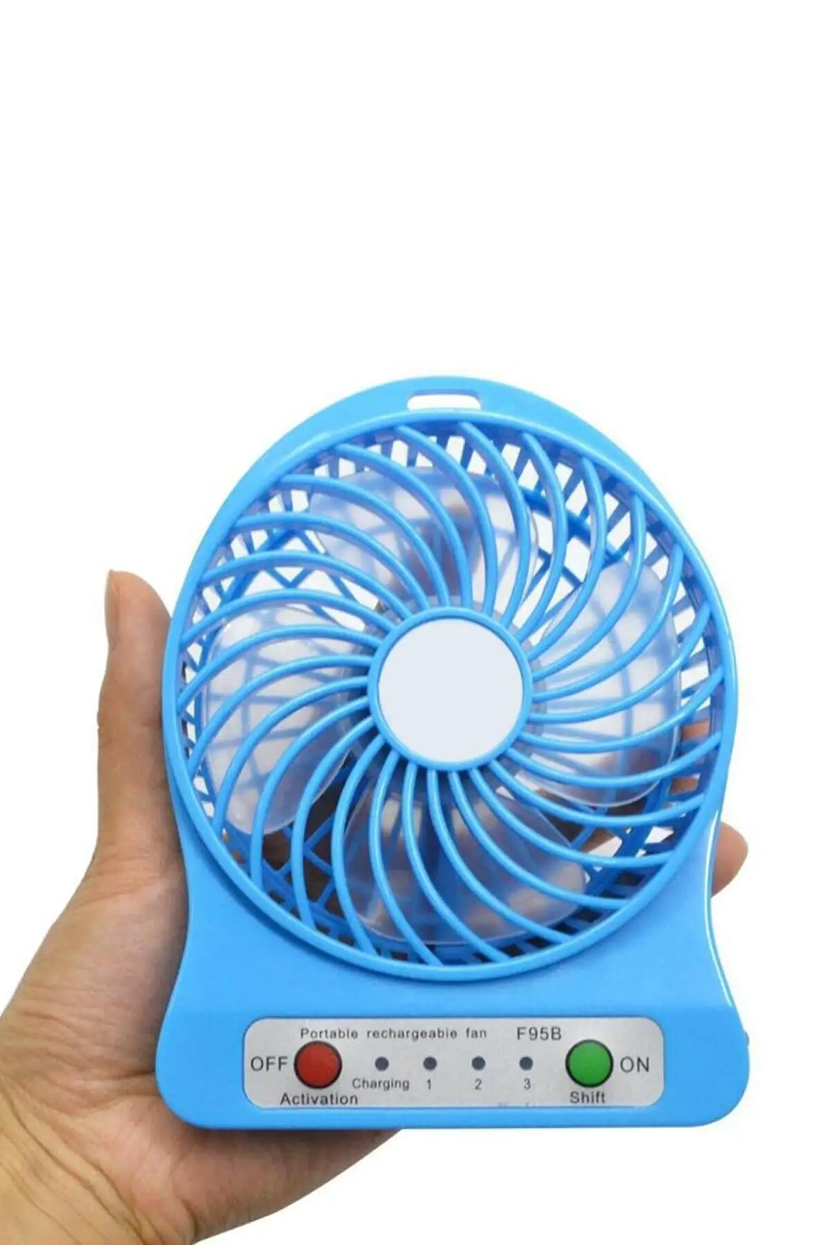 P 3 stage rechargeable table top Usb Mini portable Fan blue/p