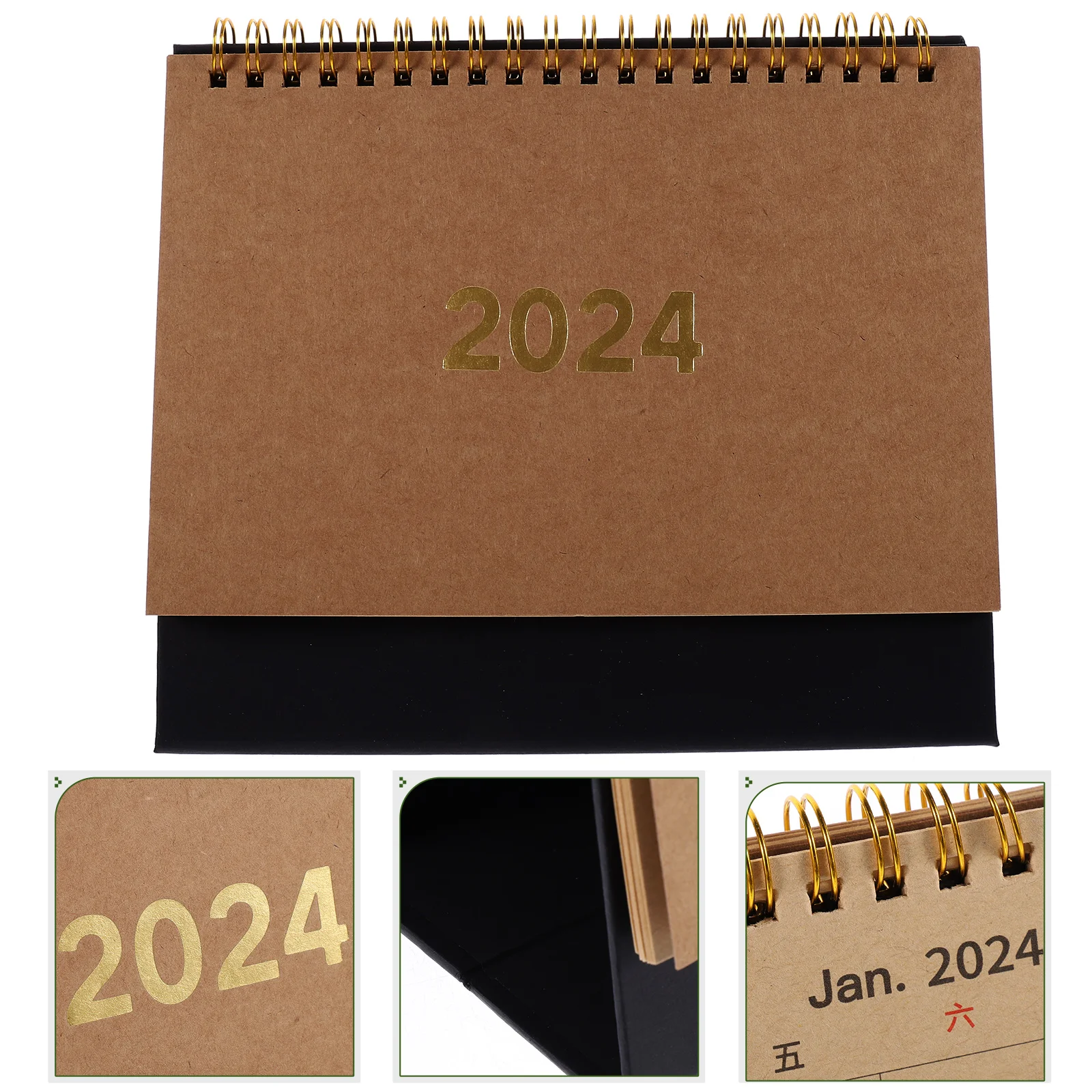 

Decorative 2024 Desk Calendar Ivory Medium Bright Simple Design Household Daily Use Standing Planner