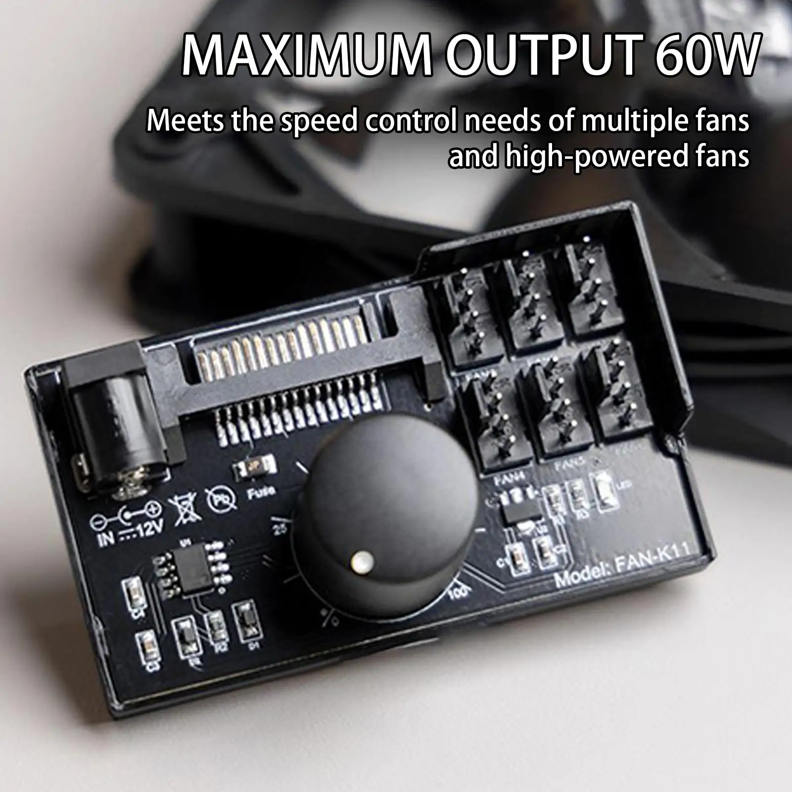 6-port PWM Fan Hub 12V 4-pin Computer Case Fan Speed Controller SATAs DC5525 Duals Power Supply Support NAS/server/water-cooled