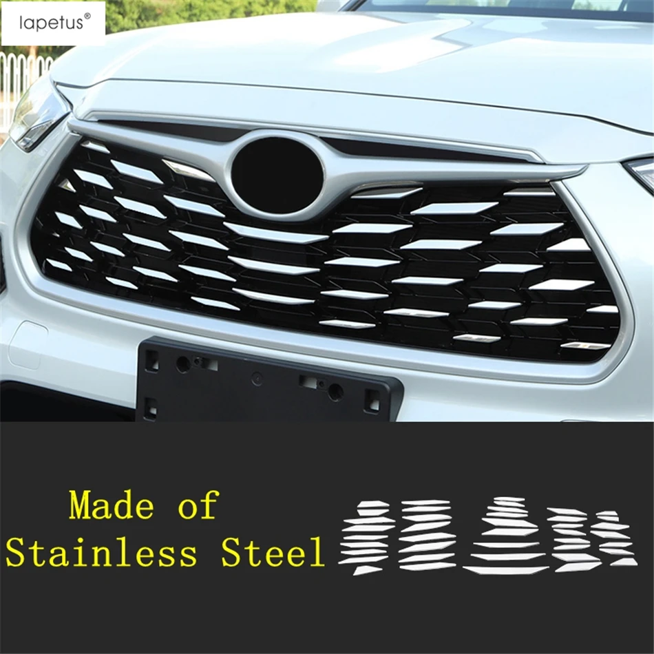 

Front Center Grille Sequin Decoration Cover Trim For Toyota Highlander / Kluger 2020 - 2025 Car Stainless Steel Accessories