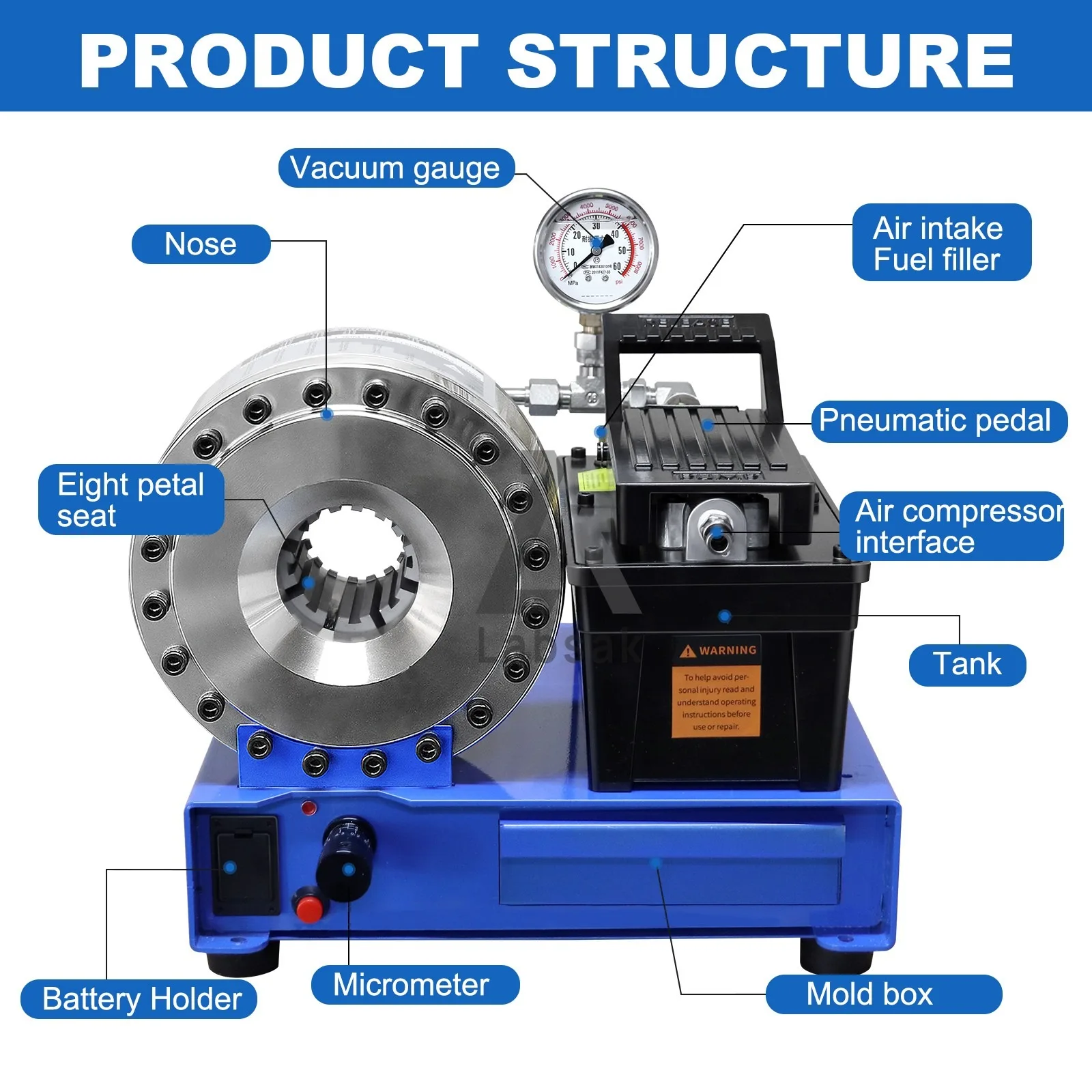 6-25mm Pneumatic Pipe Clamping Machine High Pressure Hose Crimper Pipe Shrinking