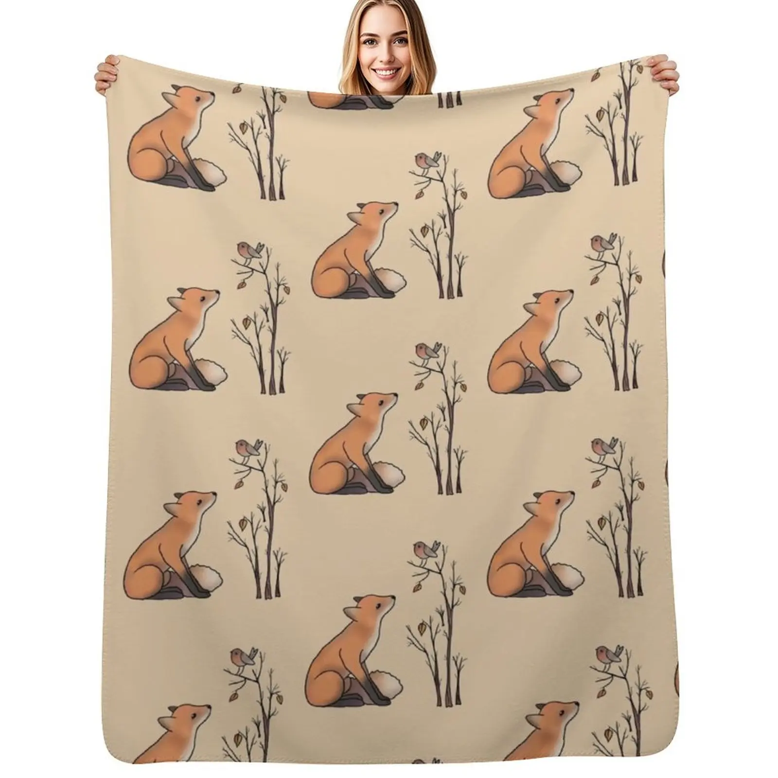Fox and robin Throw Blanket Summer Luxury St Polar Comforter Luxury Thicken cosplay anime Blankets