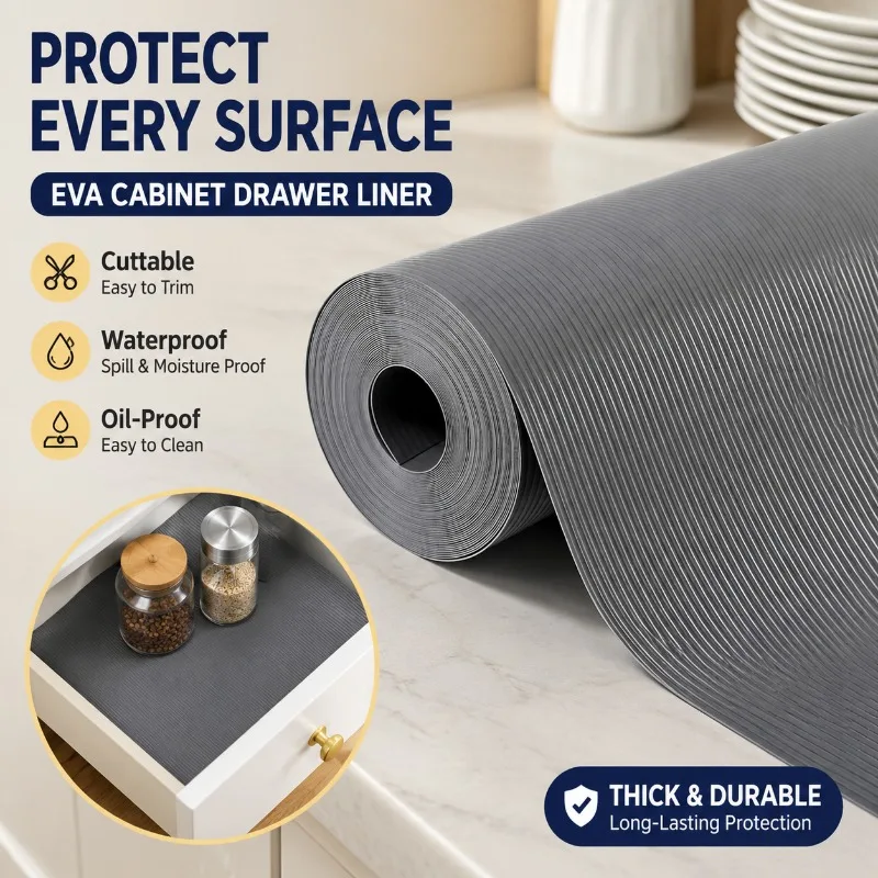 EVA Cabinet Drawer Liner Grey Bone Pattern Cuttable Thick Waterproof Oil-Proof Shelf Pad