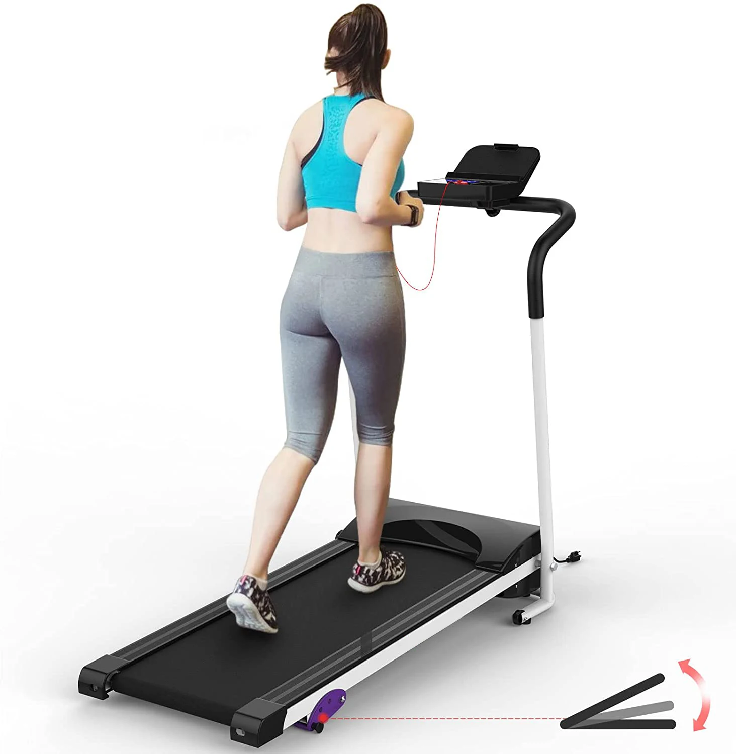 Smart Silent Foldable Electric Treadmill, Multi‑Function LED Motor‑Driven Running Machine for Home Gym Fitness