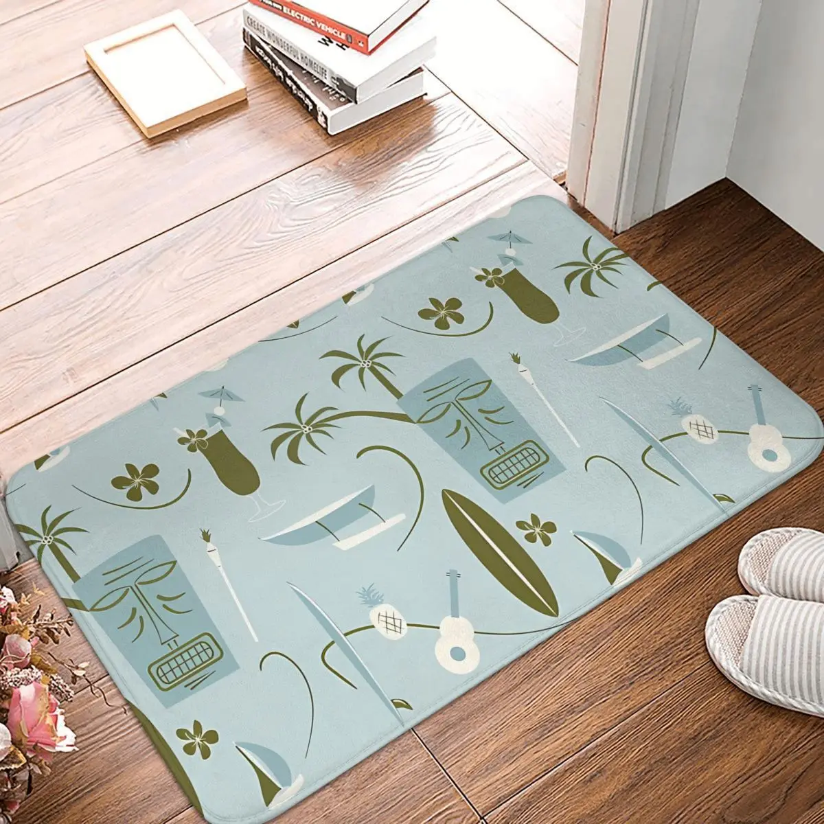 

Retro Bath Non-Slip Carpet Hawaiian Motif Living Room Mat Welcome Doormat Home Decoration Rug