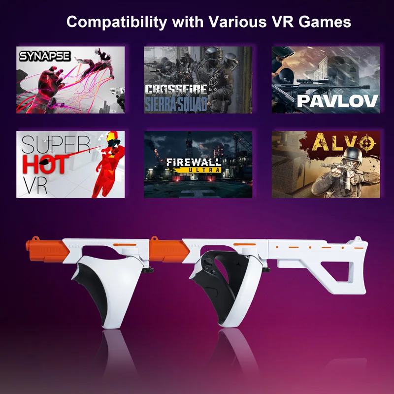 VR Gunstock for PlayStation VR2 Magnetic Suction Game Controller Gun Stock for PS VR2 Games with Shoulder Strap