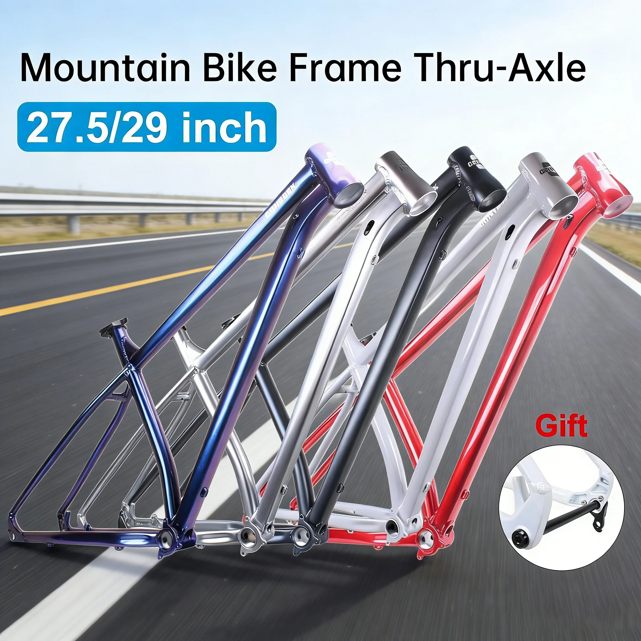 Mountainbike-Rahmen 27,5/29 Zoll Steckachsen-Aluminiumlegierungsrahmen mit Halbinterner Kabelführung Konisches Steuerrohr Scheibenbremsen-geeignet