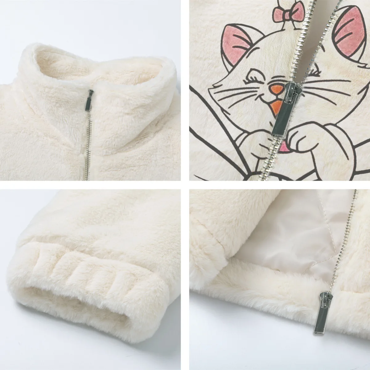 Jackets for Women Japanese Cute Cat Bow Lamb Wool Stand-up Neck Cotton-padded Coat Winter Loose Warm Coats Kawaii Clothing