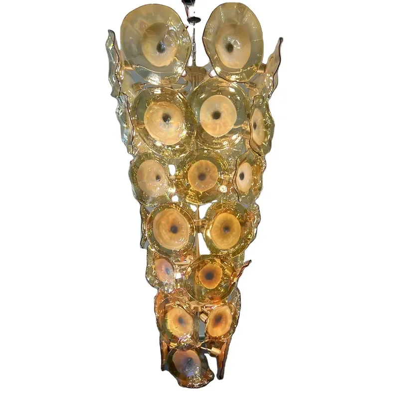 Golden Chandelier Mid-century Art Murano Glass Lightings for Villa Loft Suspended Lighting Fixtures