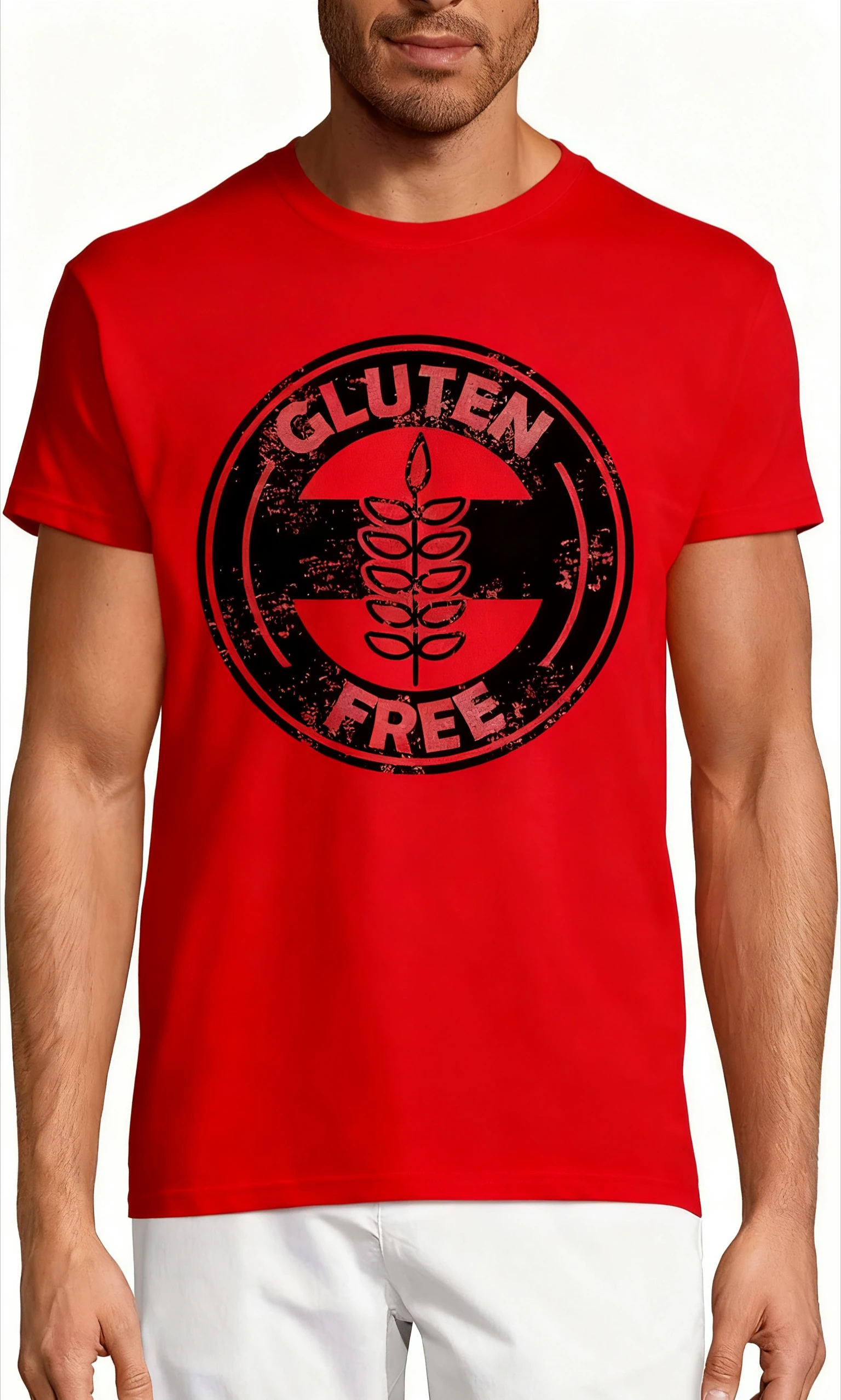 تي شيرت جرافيك عتيق خالي من الغلوتين تي شيرت مضحك لنمط الحياة المشهور للصحة للرجال والنساء 100% قطن برقبة دائرية وأكمام قصيرة تي شيرت