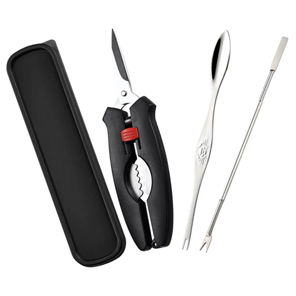 

4 Pieces Crab Scissors Set Stainless Steel Seafood Eating Tools Kit Lobster Crackers Sheller Crab Forks Leg Scissors Kitchen Bar