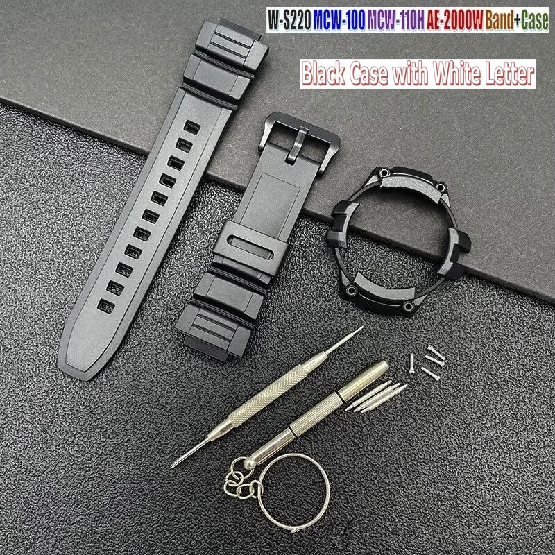 2 IN1/Lot Watch Band Bracelet Frame Bezel W-S220/MCW-100/MCW-110H/AE-2000W Cover Protective Case MCW100 Strap Wristband