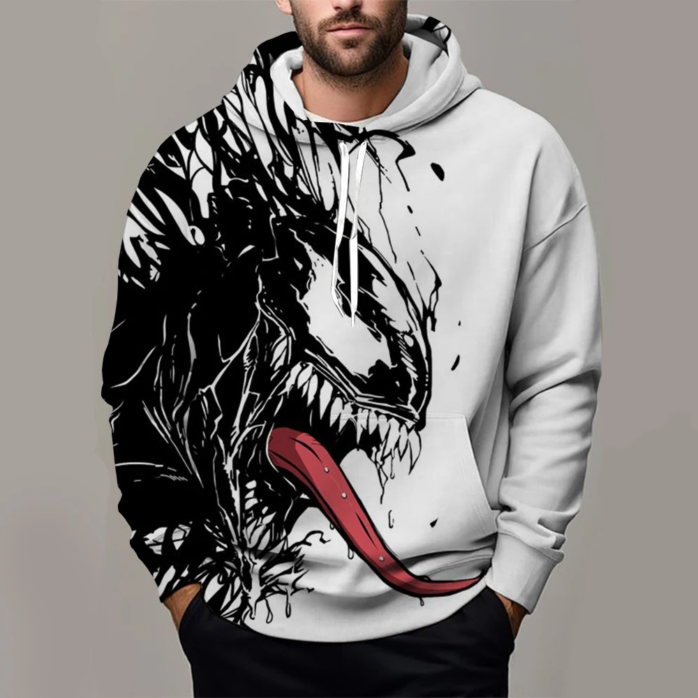 New Marvel Venom Print Men's Hoodie 3D Print Tops Oversized Fashion Pullover Street Casual Alien Hoodie Men's Clothing