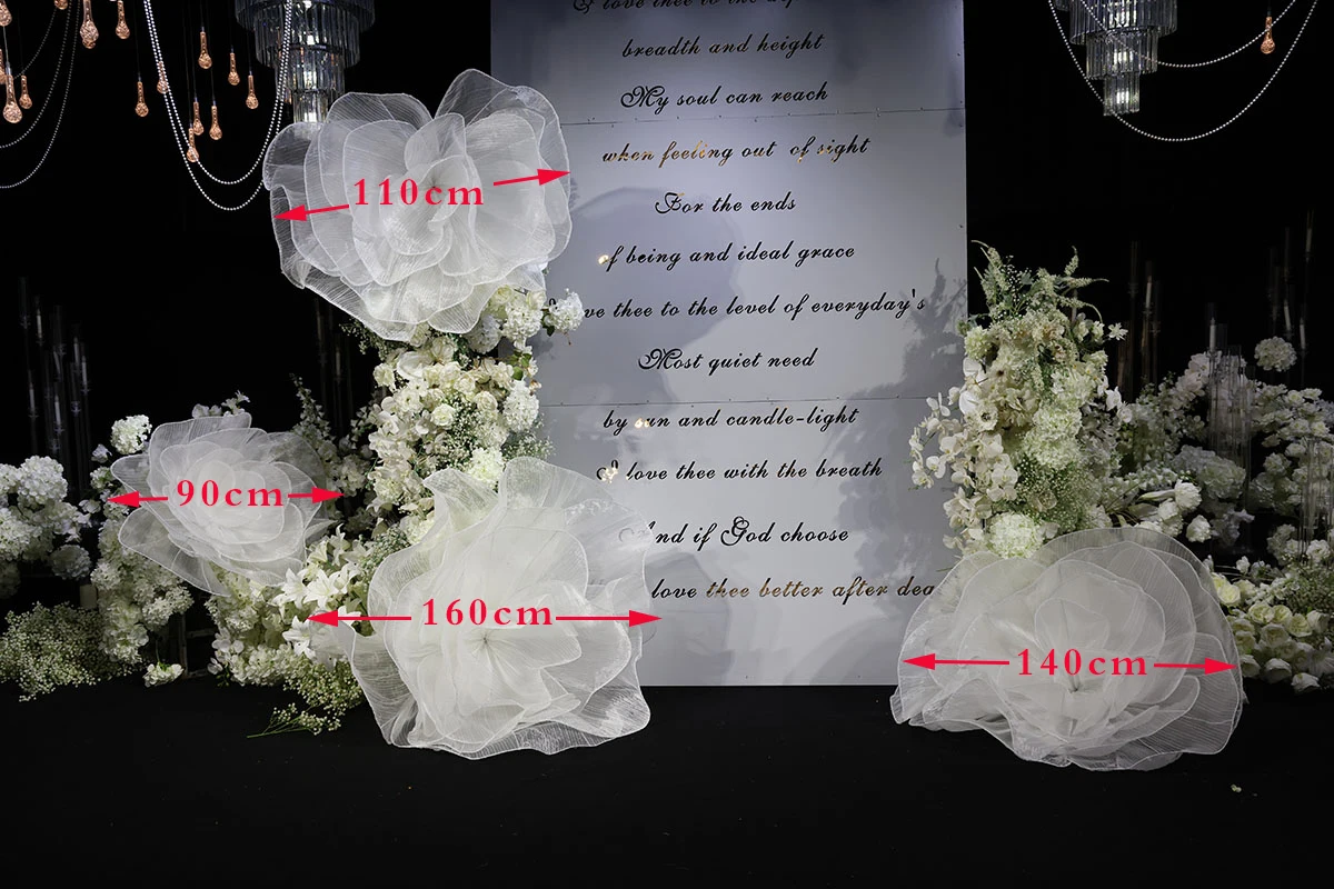 Riesige Organza-Blumen als Hochzeitshintergrund-Dekoration, Künstliche Gaze-Blumen für Geburtstagsfeiern, Veranstaltungen, Bühnen- und Fensterdekoration – Detail 6