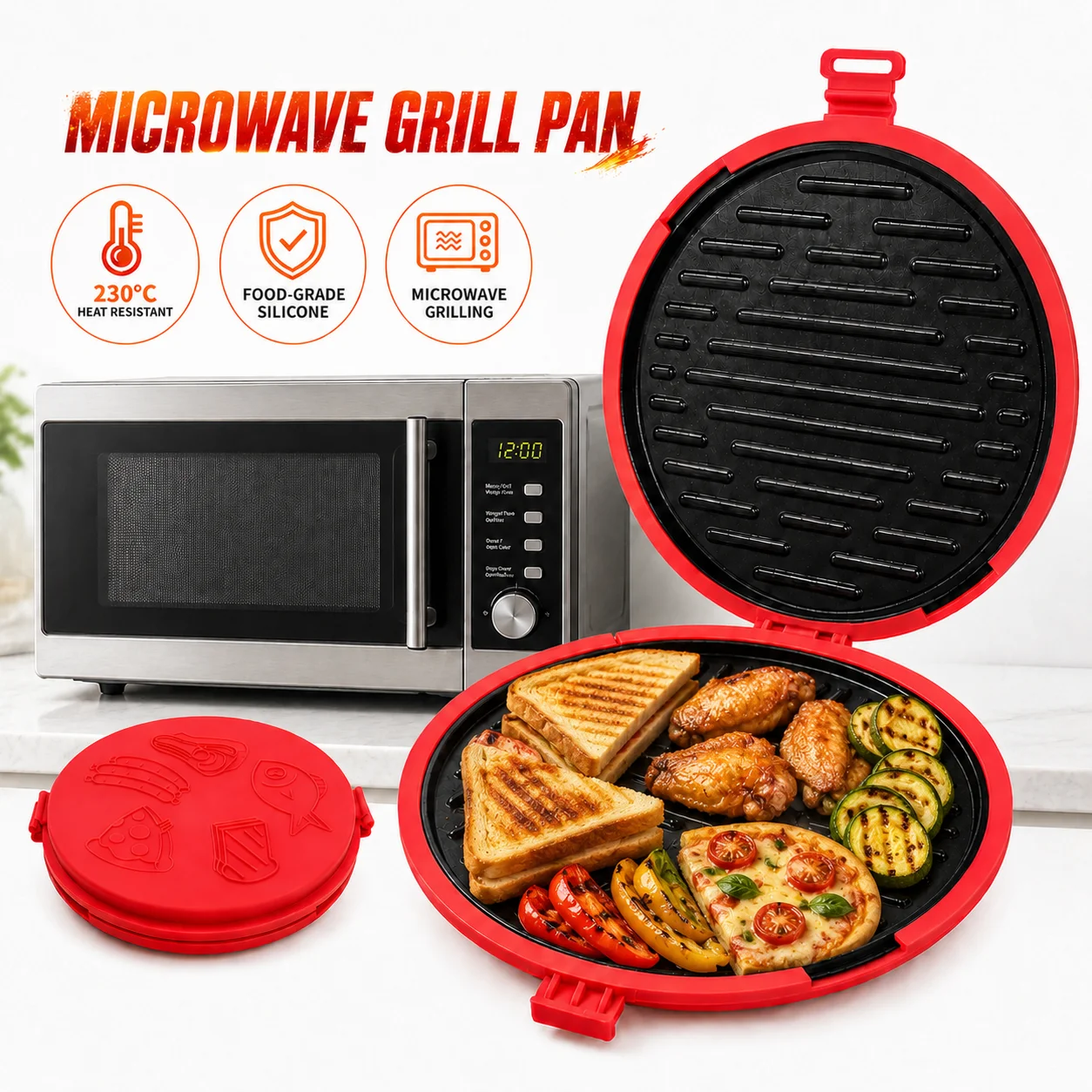 Uwhise Silicone Microwave Grill Pan Non Stick Crisper Plate For Pizza Sandwiches Chicken Wings Dorm Room Cooking Kitchen Gadgets