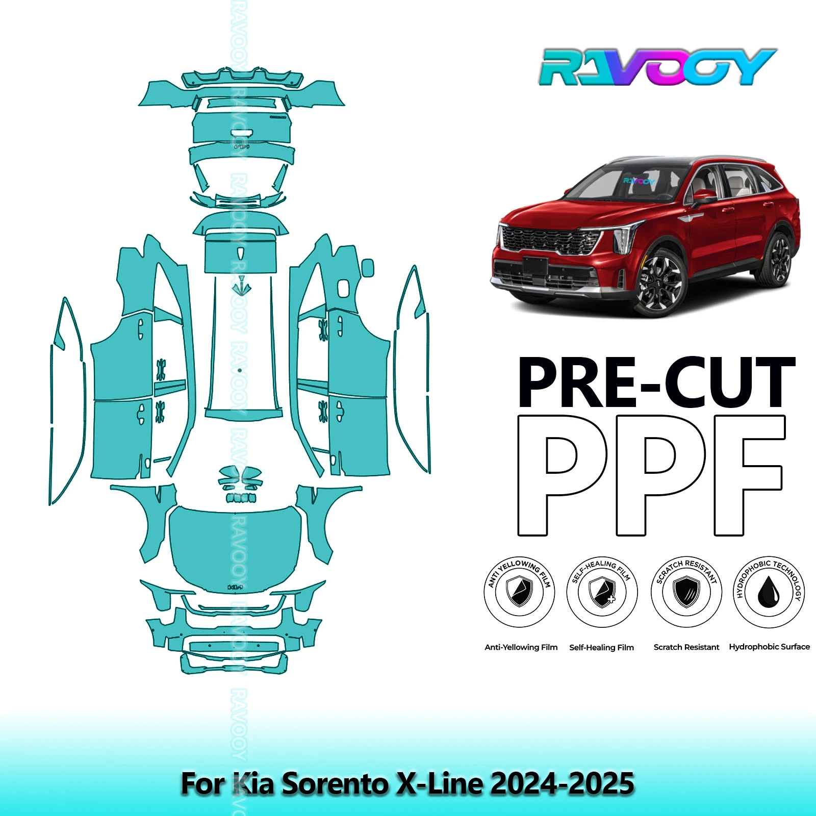 

8.5Mil Full Vehicle Precut PPF Paint Protection Film For Kia Sorento X-Line 2024-2025