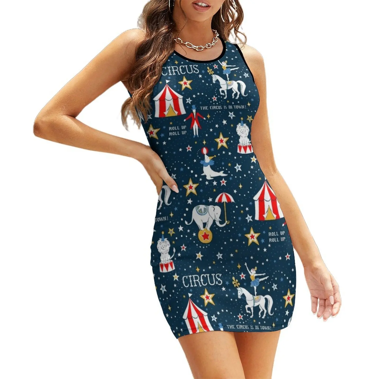 

Retro Circus Sleeveless Sundress Women's summer dress dress women summer 2025 Woman fashion sensual sexy dress for women