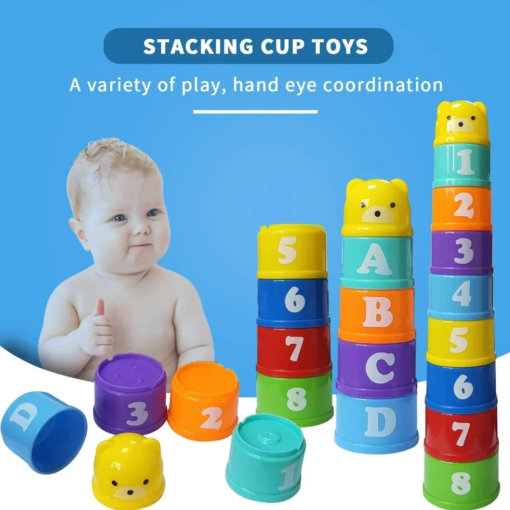 Baby Bathroom clessidra Stacking Cup Montessori Educational Intelligence Gift Toys Stacking Ring Tower Infant Bath Play for Kids