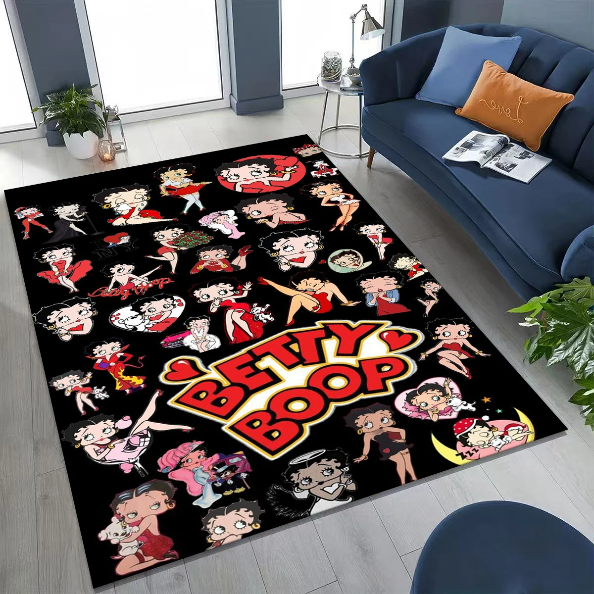 3D Cute B-Betty Girl B-Boop Cartoon Carpet Rug for Bedroom Living Room Sofa Home Doormat Decor, Large Non-slip Floor Mat Gift